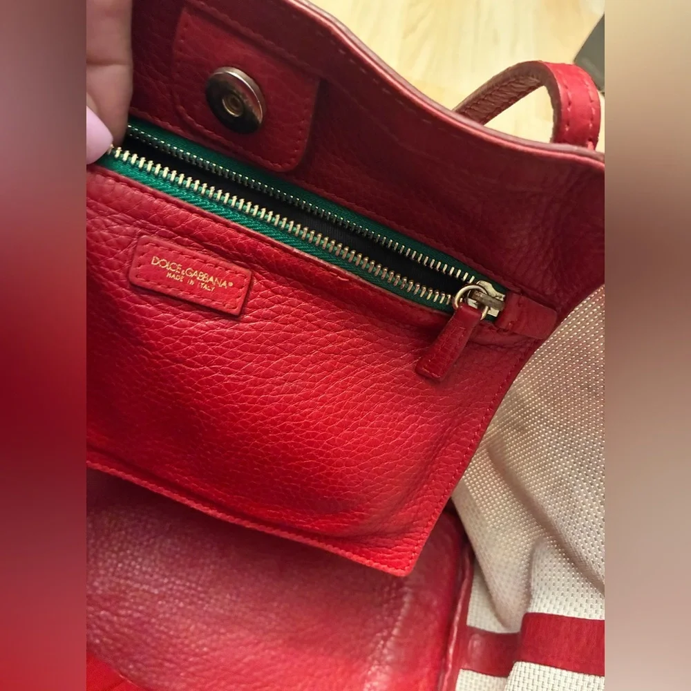 Dolce and Gabbana Red Rose Print Tote Bag - Women
